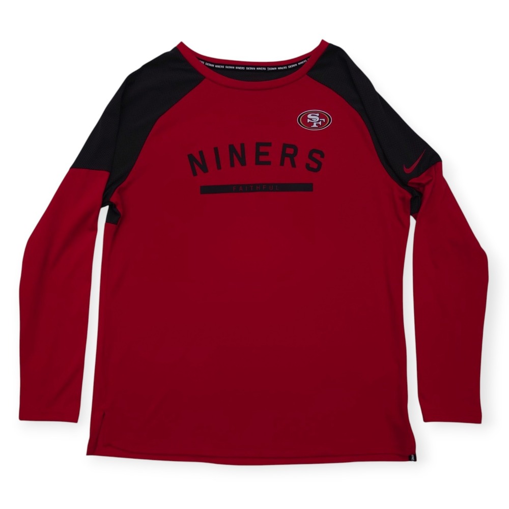 Nike Dri-Fit NFL 49ers Shirt Mens M Long Sleeve San Francisco Niners Red Black